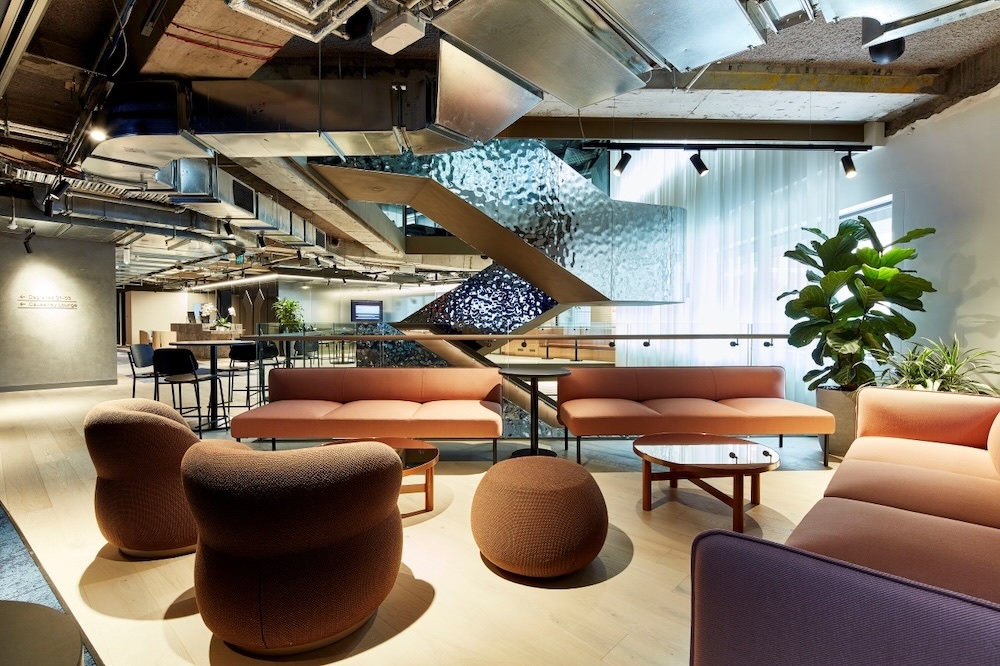 A casual discussion area at The Work Project’s offices at 80 Collins Street, Melbourne