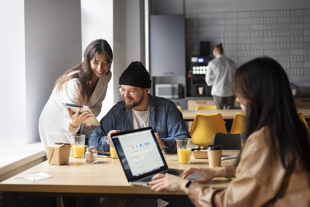 Freelancers doing work together