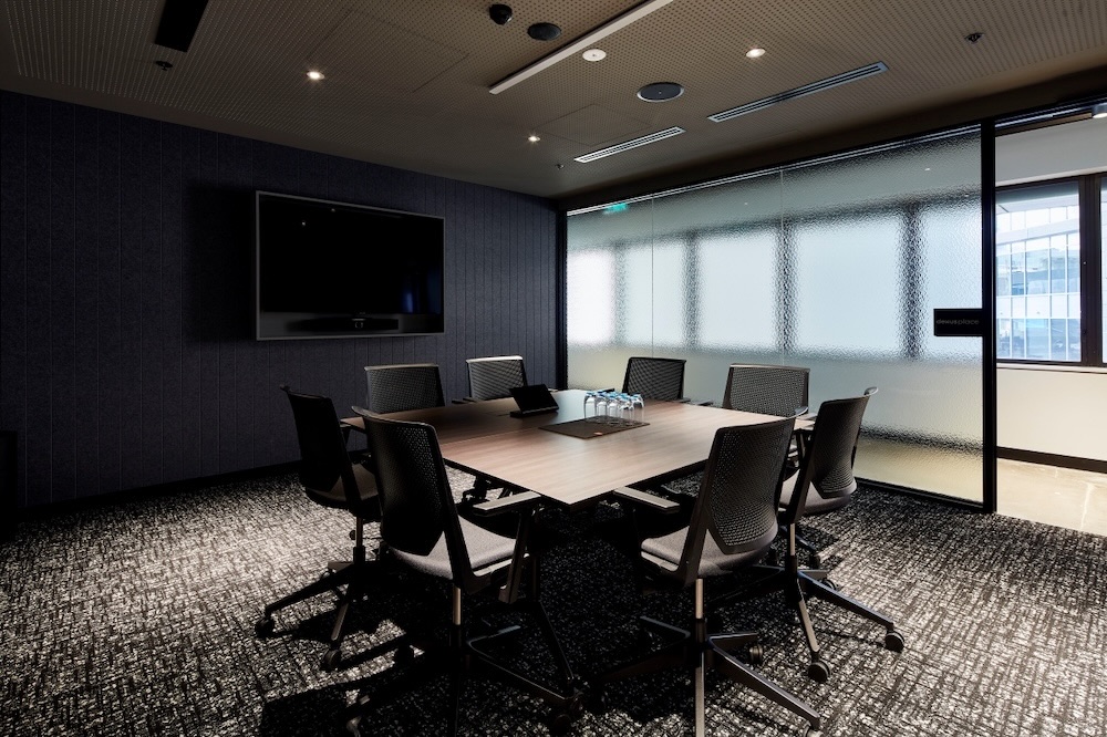 A TWP meeting room prepped for a business discussion